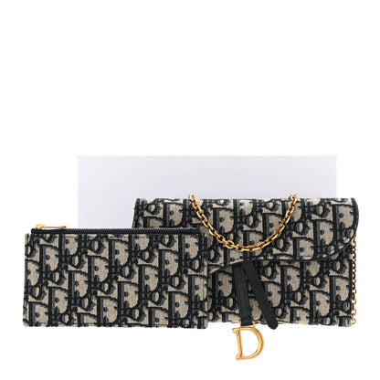 Christian Dior Oblique Saddle Chain Long Wallet Blue 12 of 12