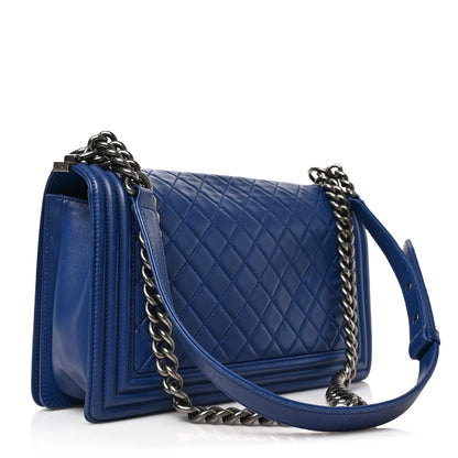 Chanel Lambskin Quilted New Medium Boy Flap Blue 3 of 9