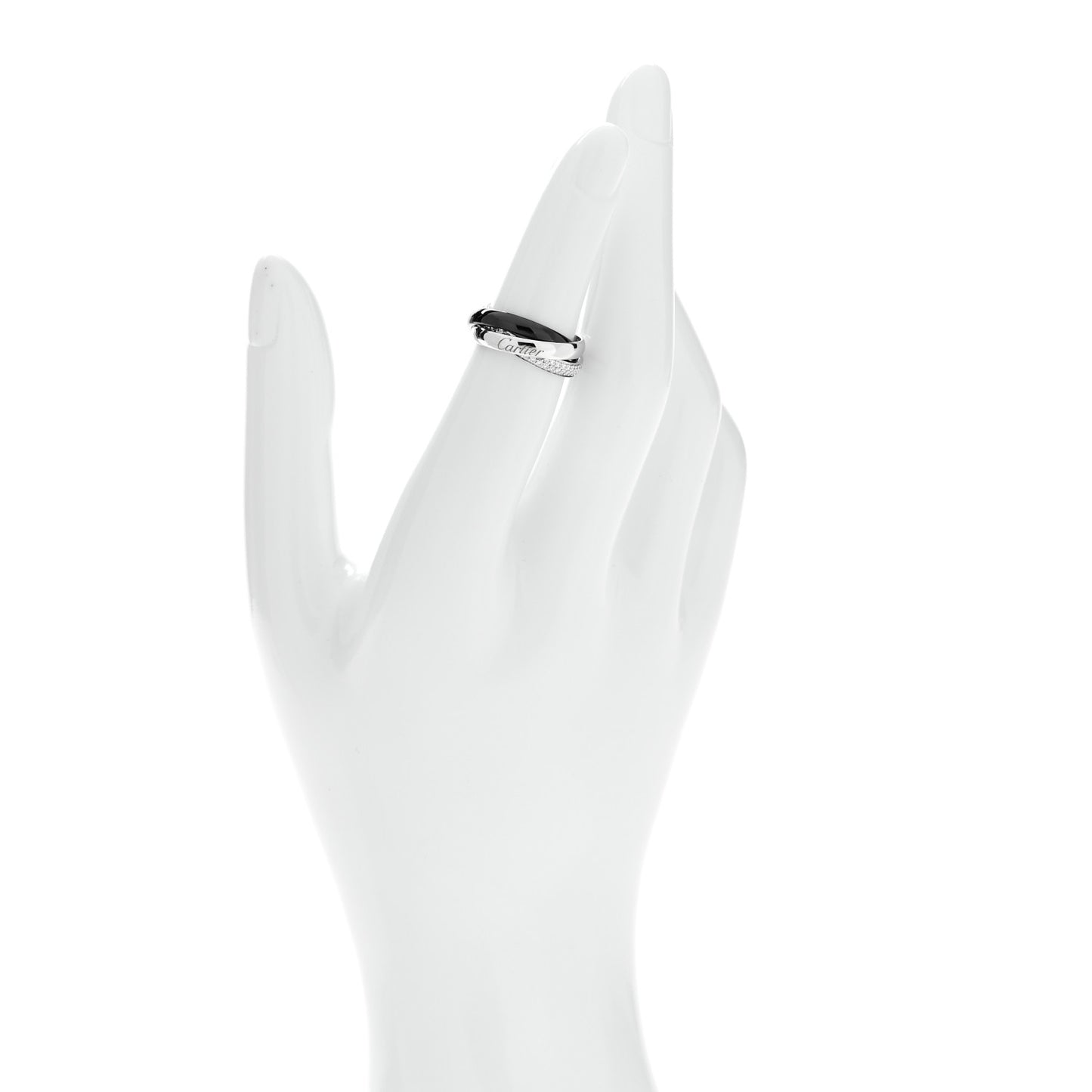 18K White Gold Diamond Ceramic Small Trinity Ring 47 4