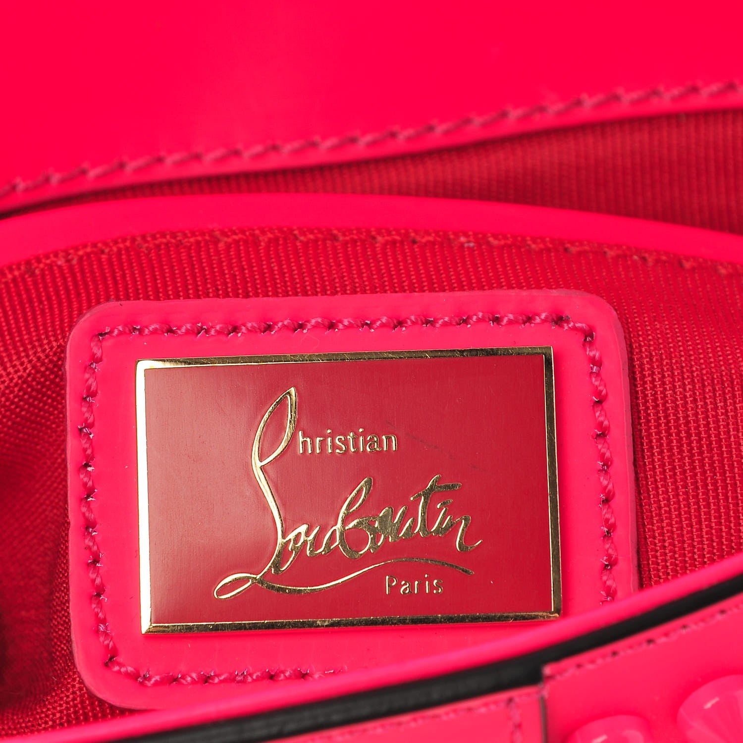 Christian Louboutin Patent Spiked Sweety Charity Crossbody Bag Neon Pink 6 of 9