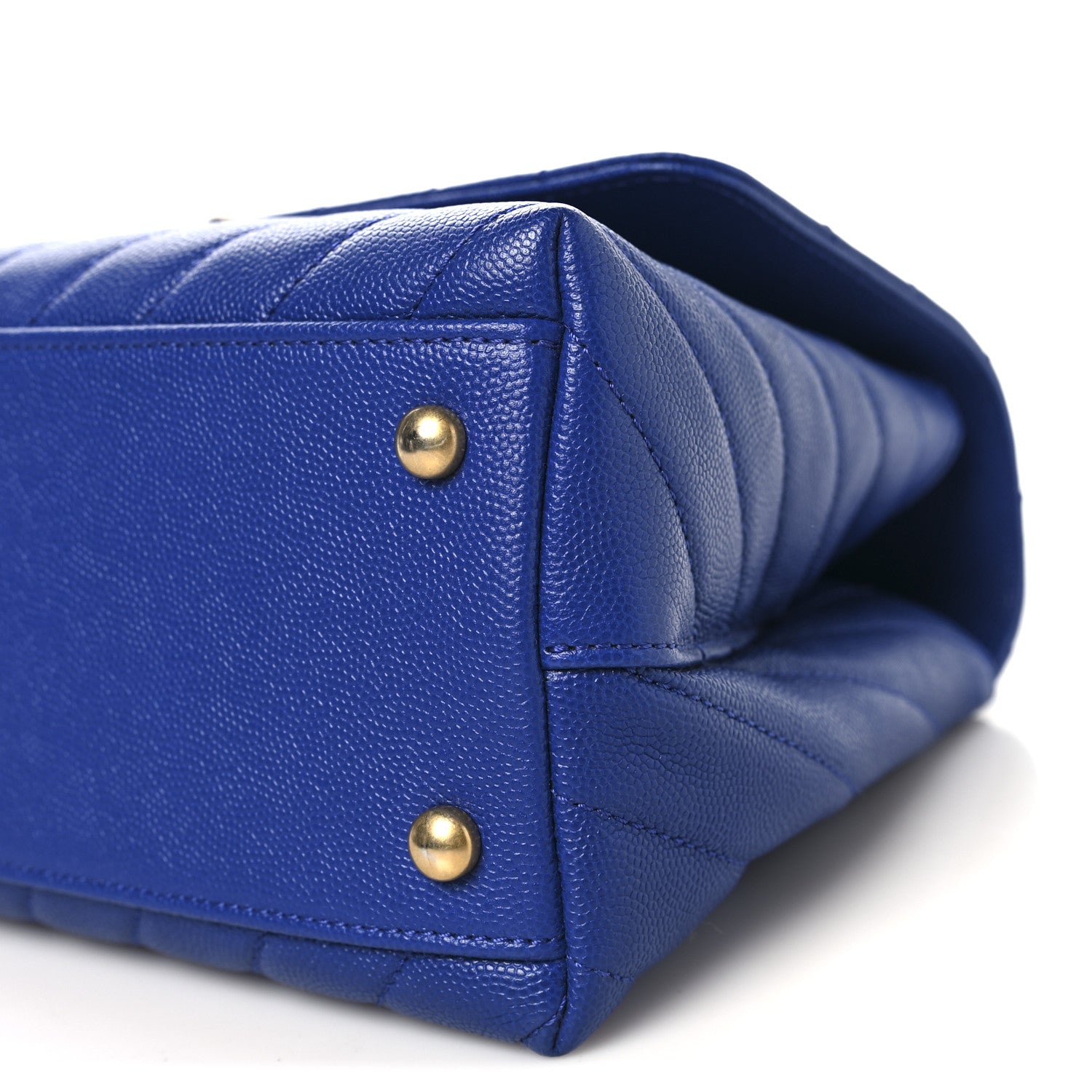 Chanel Caviar Chevron Quilted Small Coco Handle Flap Blue 10 of 10
