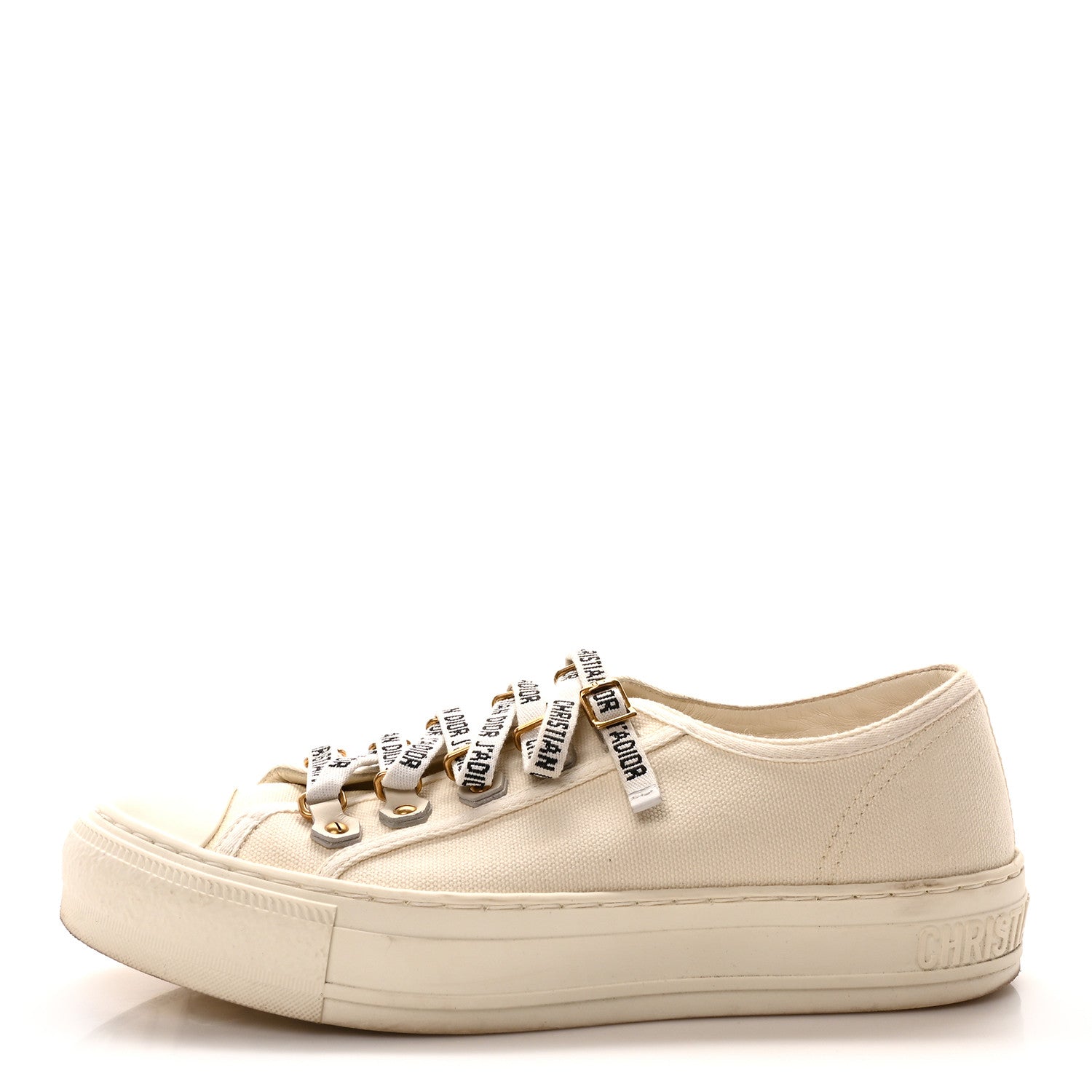 Christian Dior Canvas Dot Walk'N'Dior Low Top Sneakers 37.5 Milk 1 of 8
