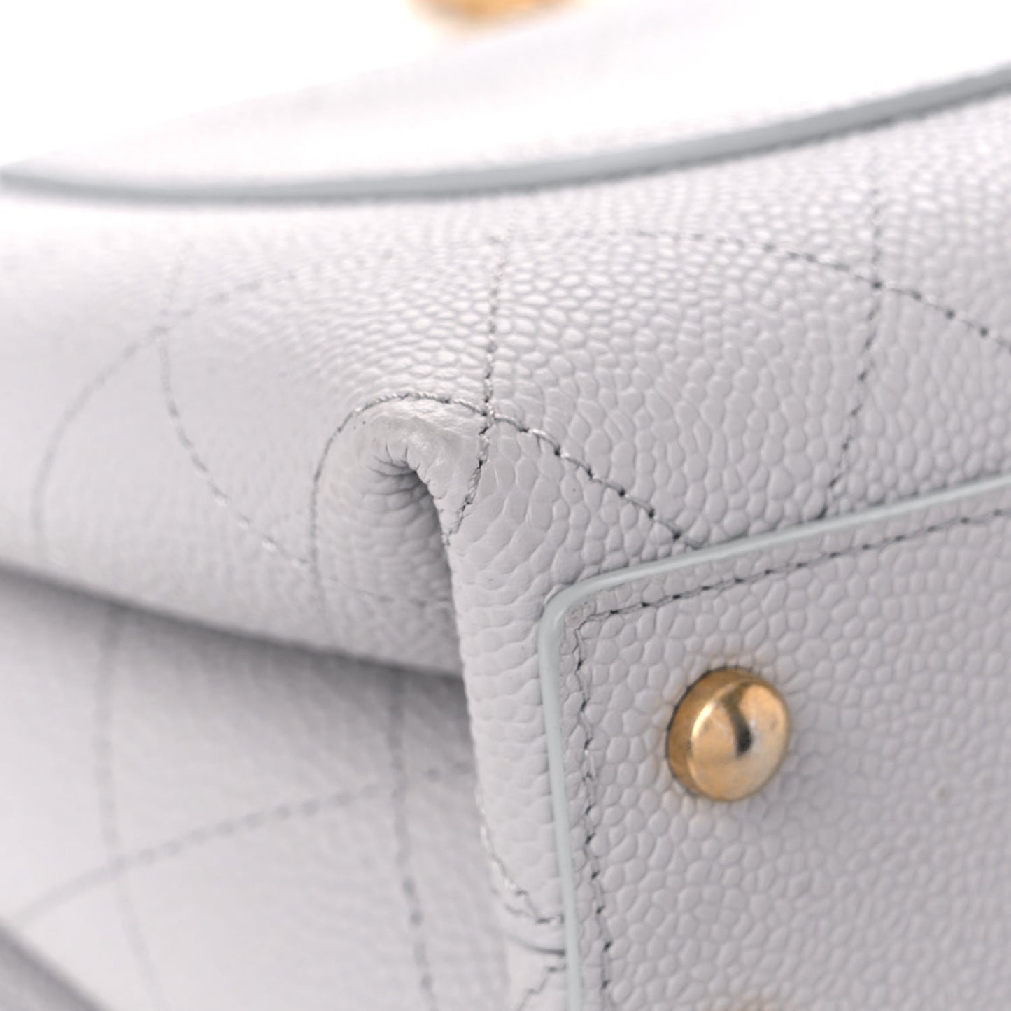 Grained Calfskin Small Stitched Flap Grey