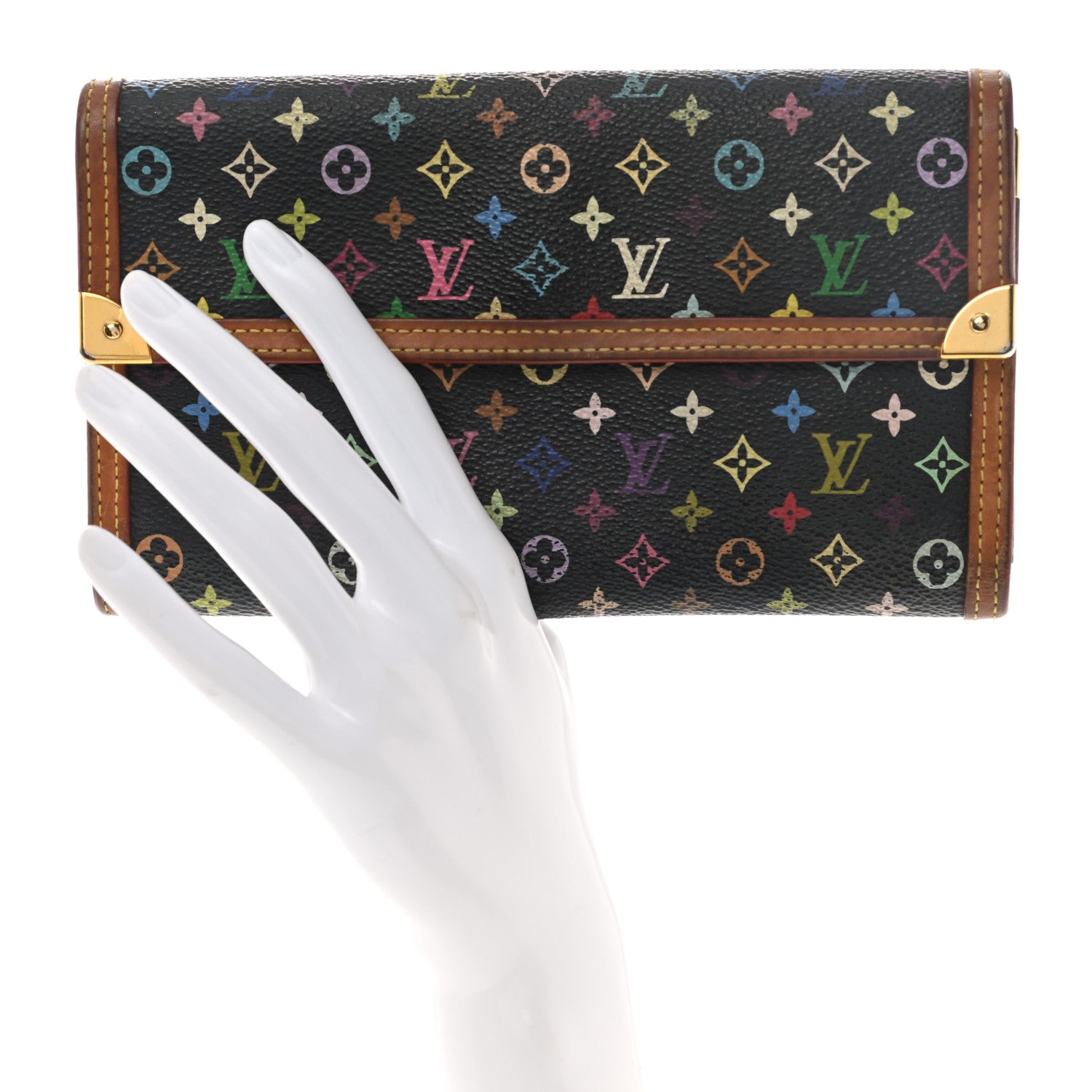 Louis Vuitton Monogram Multicolor Porte Tresor International Wallet Black 2 of 14