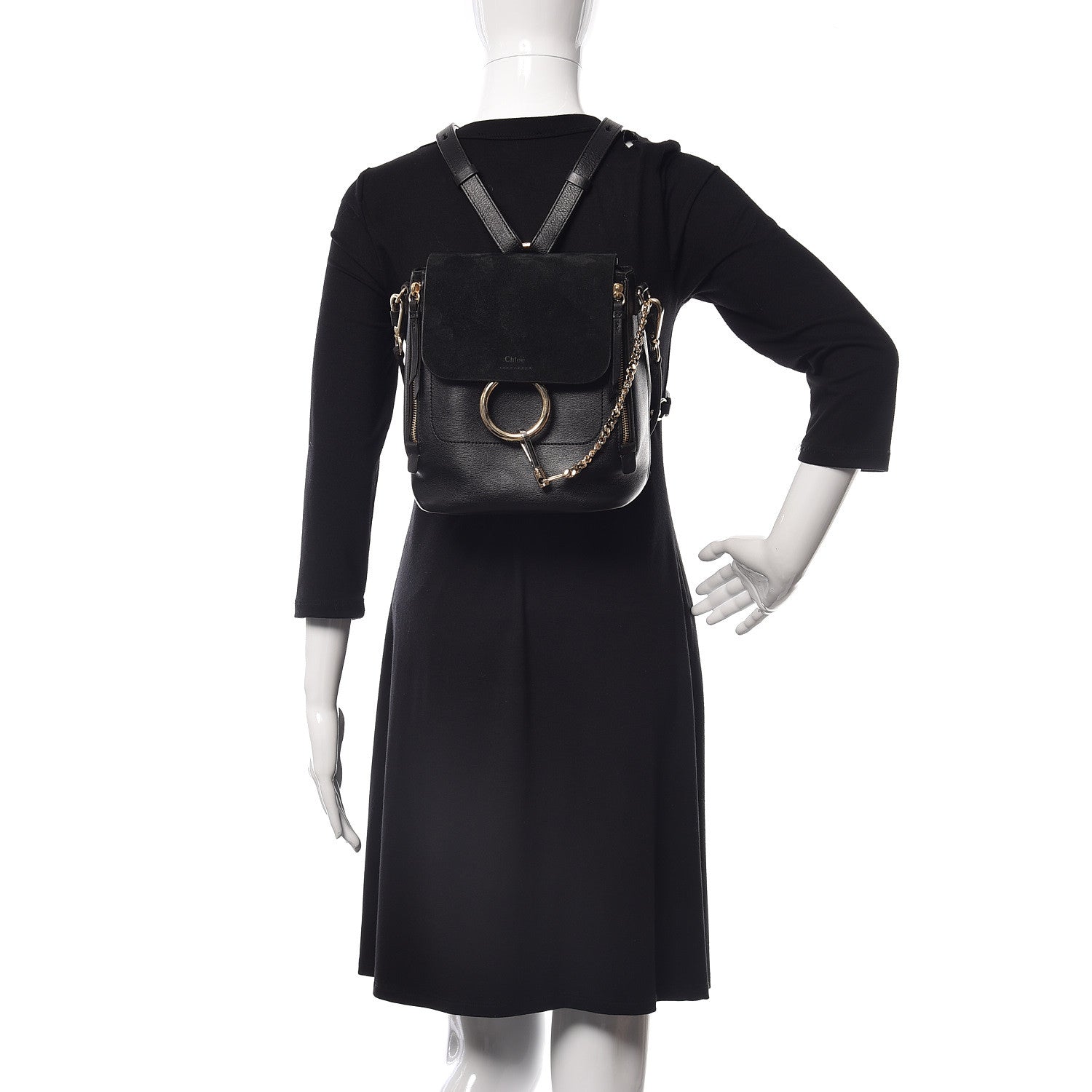 Chloe Suede Calfskin Small Faye Backpack Black 3 of 12