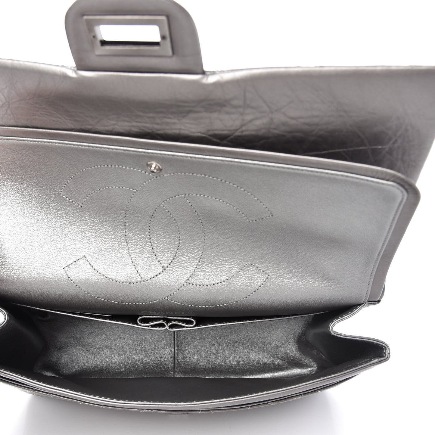 Metallic Aged Calfskin Quilted 2.55 Reissue 227 Flap Grey