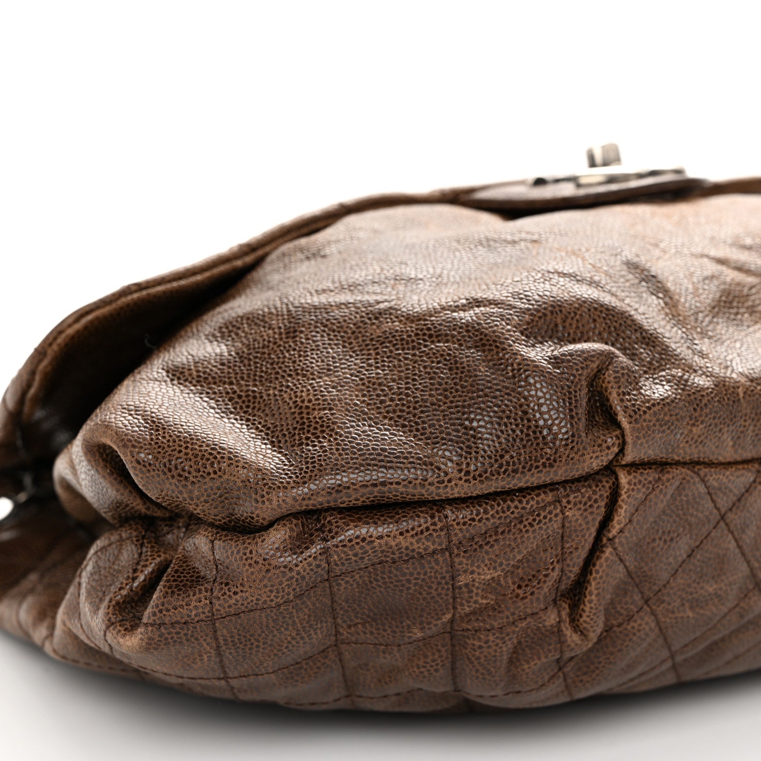 Chanel Crumpled Caviar Quilted Maxi Elastic Flap Brown 9 of 10