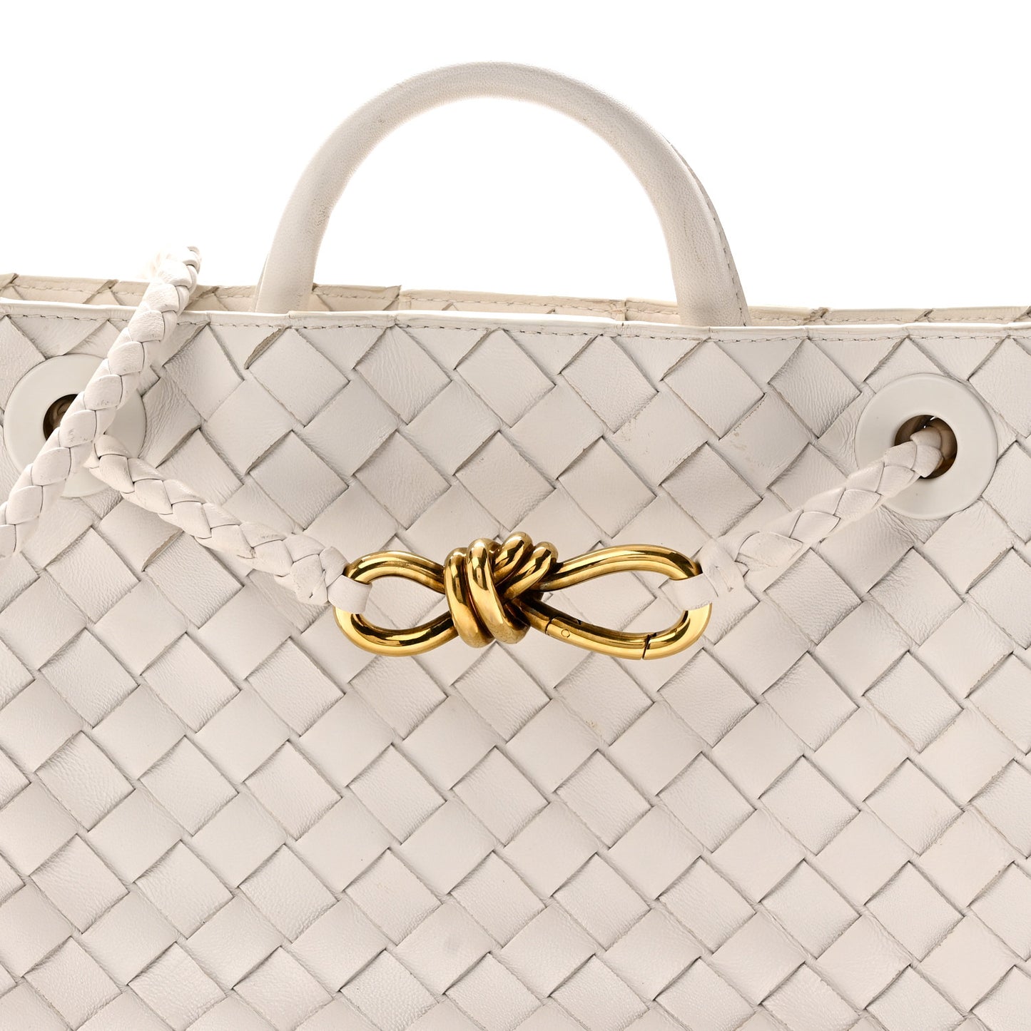 Nappa Intrecciato Small Andiamo Shoulder Bag White