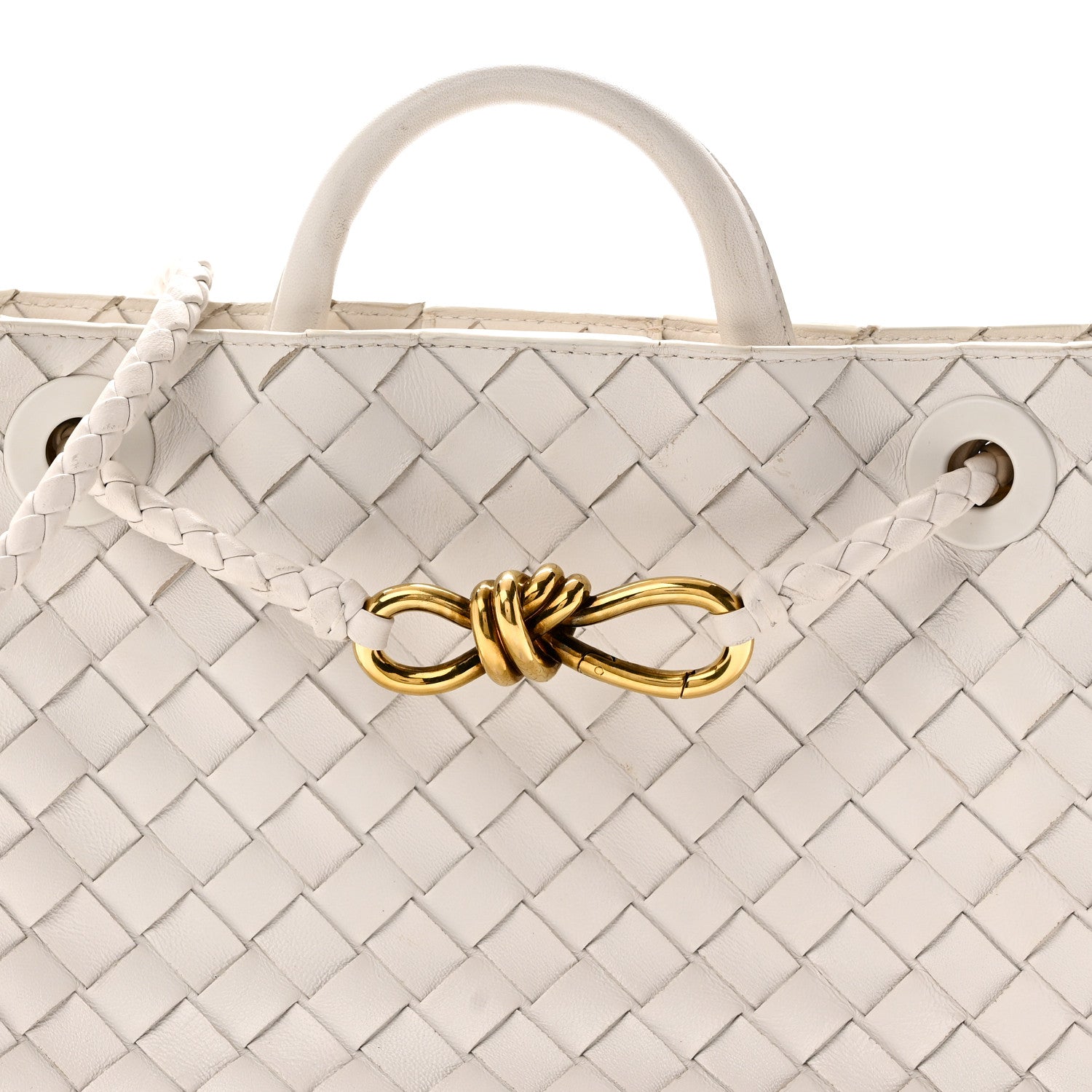 Bottega Veneta Nappa Intrecciato Small Andiamo Shoulder Bag White 7 of 9