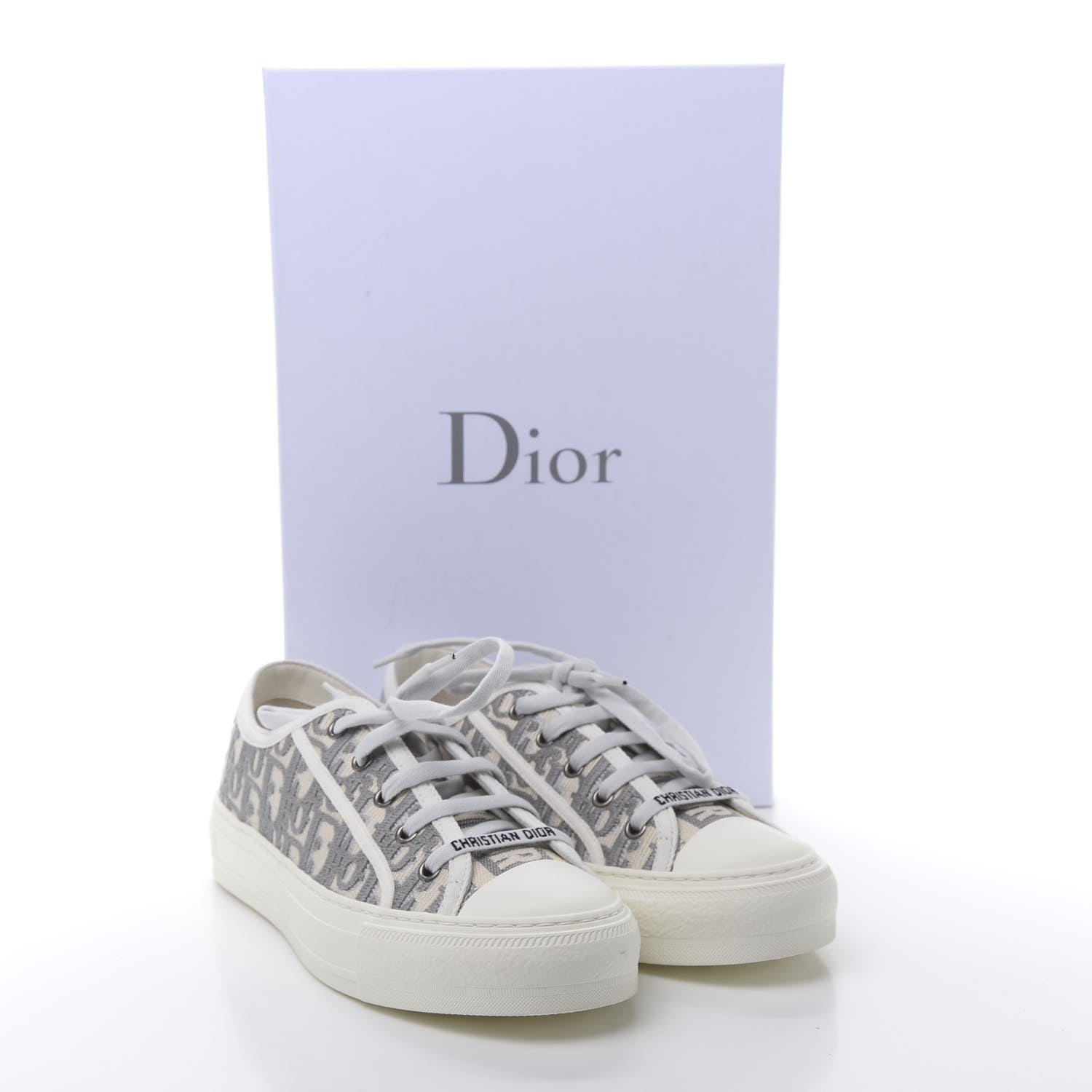 Christian Dior Canvas Oblique Walk'N'Dior Low Top Sneakers 38.5 Grey Stone 9 of 9