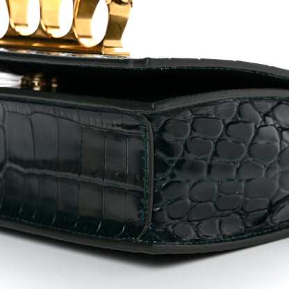 Alexander McQueen Calfskin Crocodile Embossed Knuckle Shoulder Bag Emerald 10 of 10