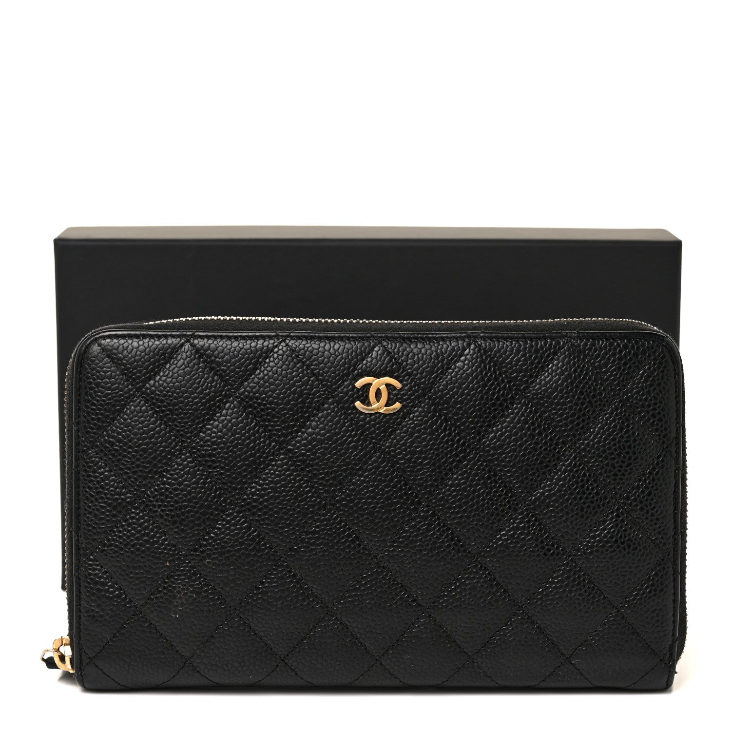 Chanel Caviar Quilted Large Zip Around Organizer Wallet Black 9 of 9