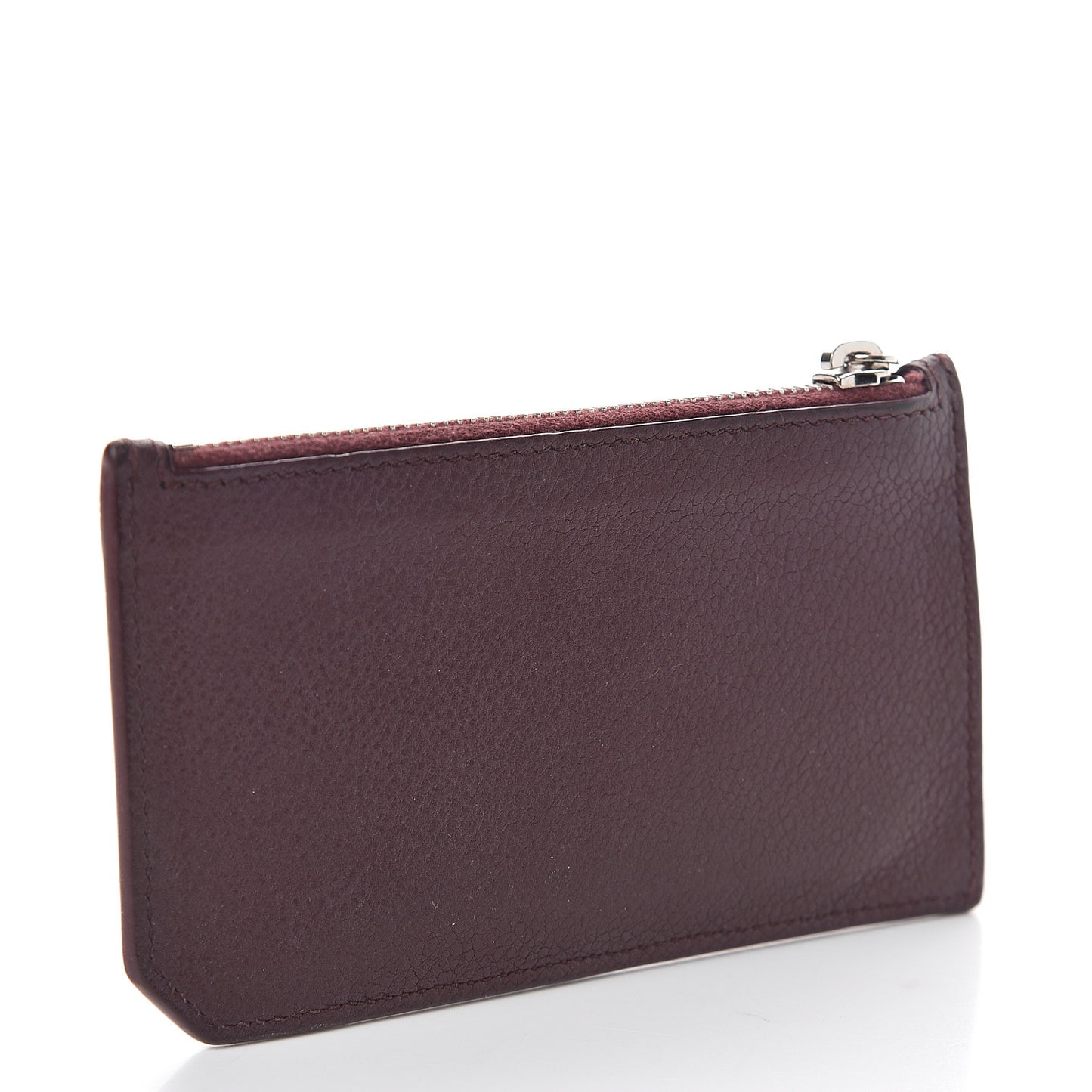 Grained Calfskin 5 Fragments Zip Pouch Card Holder Bordeaux