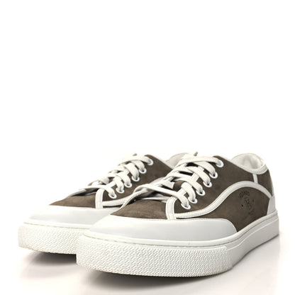 Hermes Suede Goatskin Calfskin Womens Get Sneakers 41 Vert Toundra White 3 of 9