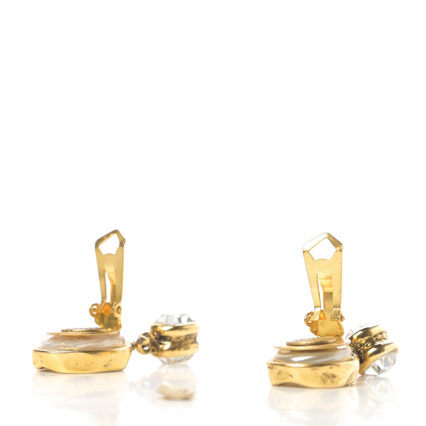 Pearl Crystal Drop Clip On Earrings