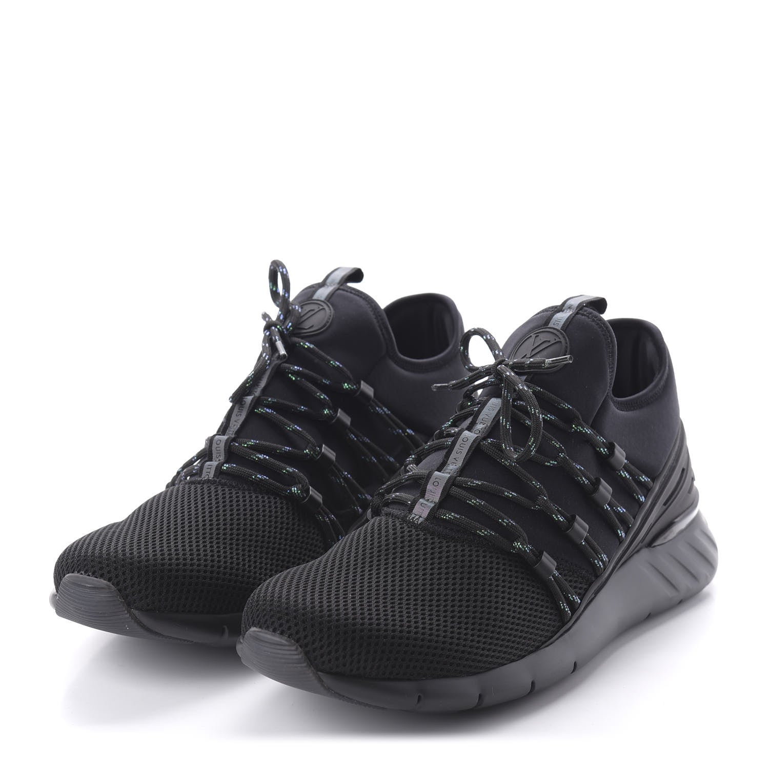Louis Vuitton Neoprene Mesh Rubber Fastlane Low Sneakers 10 Black 3 of 8