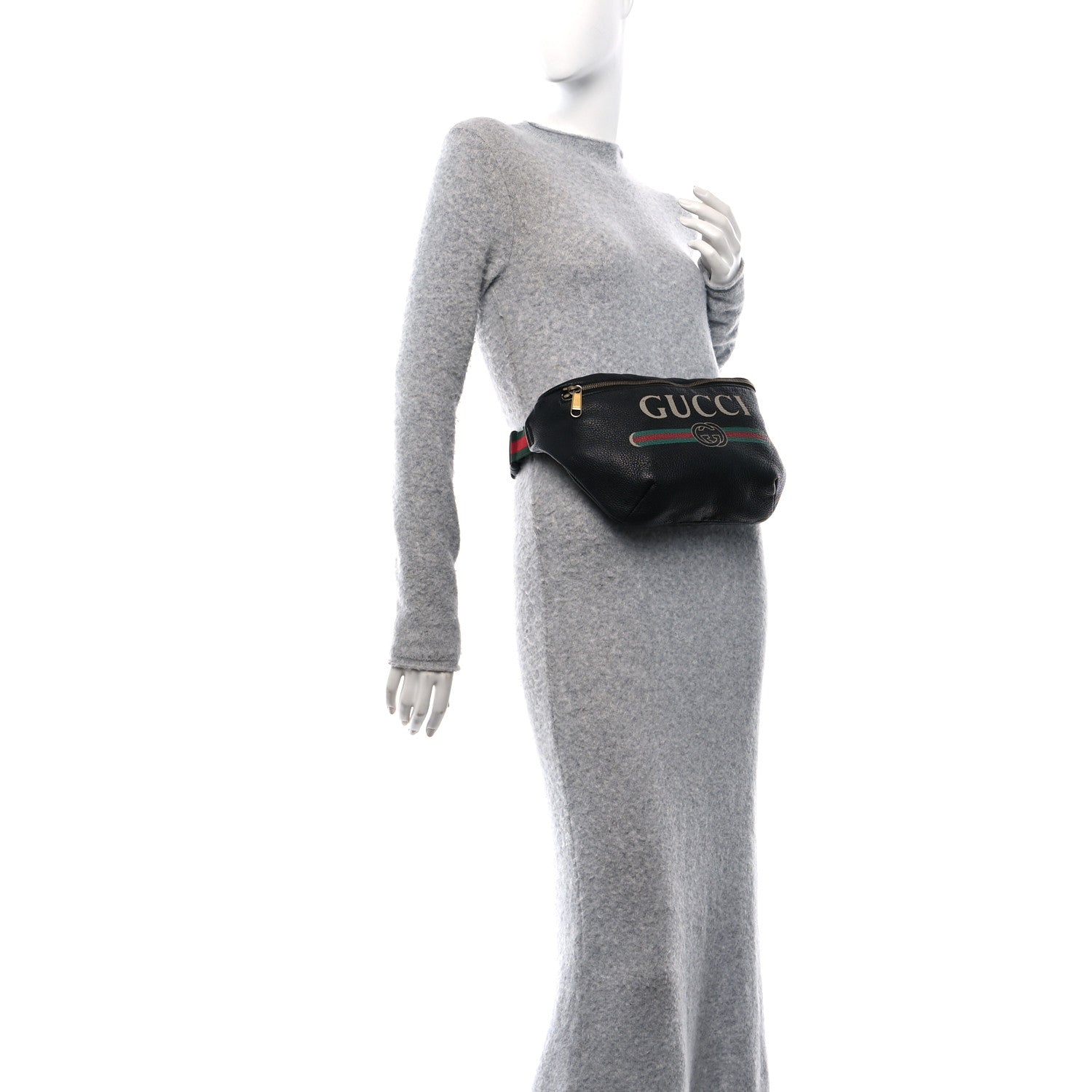 Gucci Grained Calfskin Logo Belt Bag Black 2 of 10