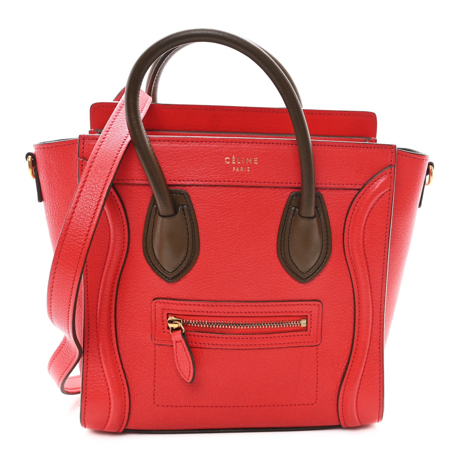 Celine Goatskin Nano Tri-Color Luggage Red 1 of 11