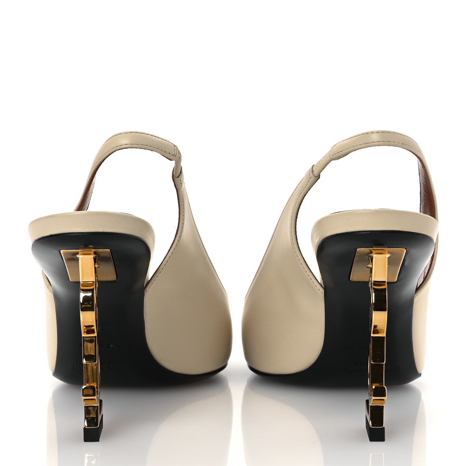 Saint Laurent Calfskin Opyum 85 Slingback Pumps 38 Real Beige 6 of 12