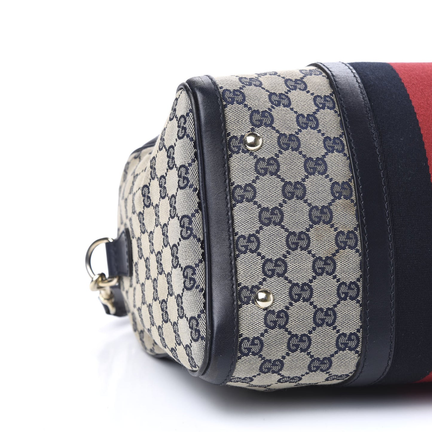 Monogram Selleria Calfskin Vintage Web Medium Boston Beige Blue