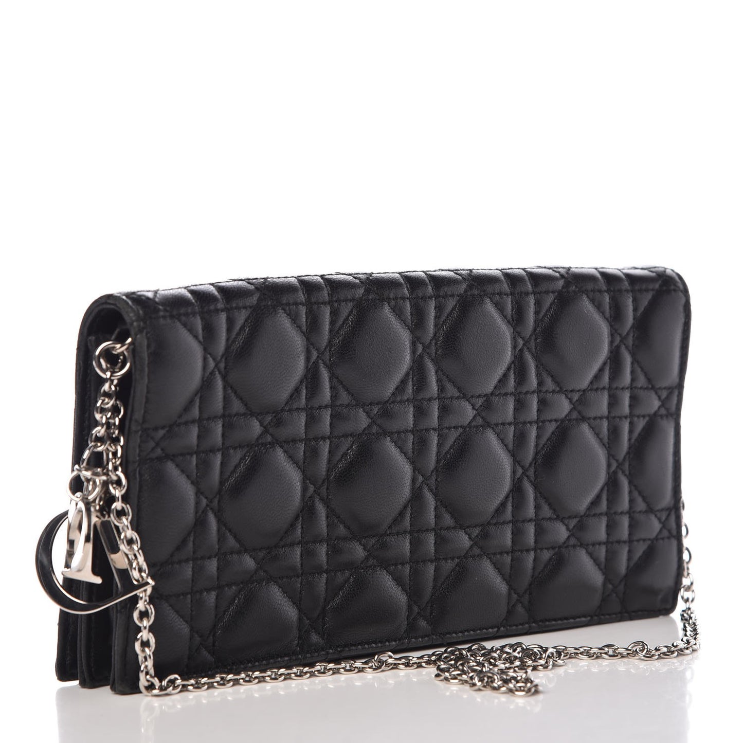 Lambskin Cannage Lady Dior Convertible Clutch Black