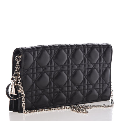Christian Dior Lambskin Cannage Lady Dior Convertible Clutch Black 3 of 7
