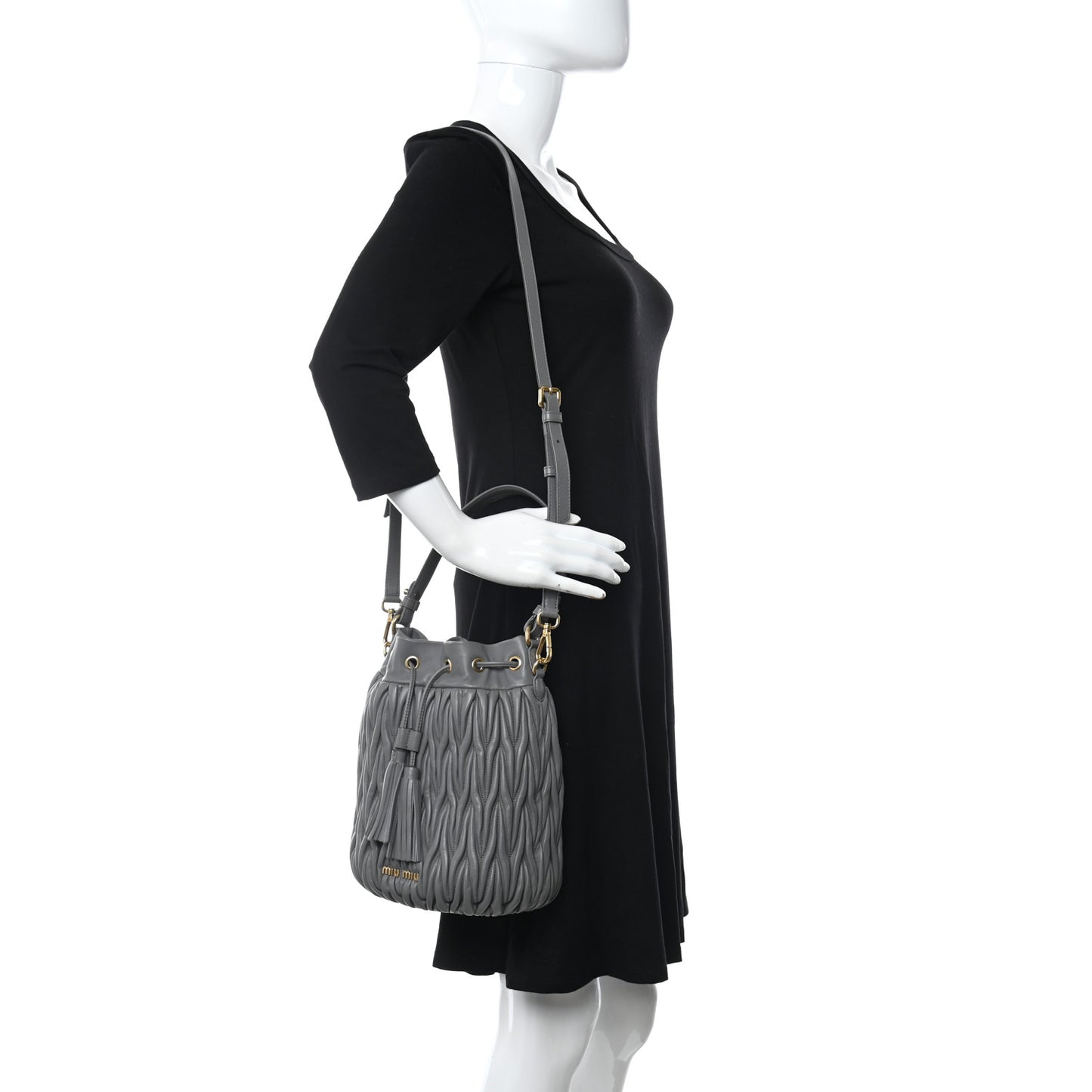 Nappa Matelasse Small Bucket Bag Marmo