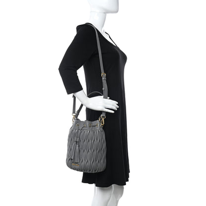 Miu Miu Nappa Matelasse Small Bucket Bag Marmo 2 of 9