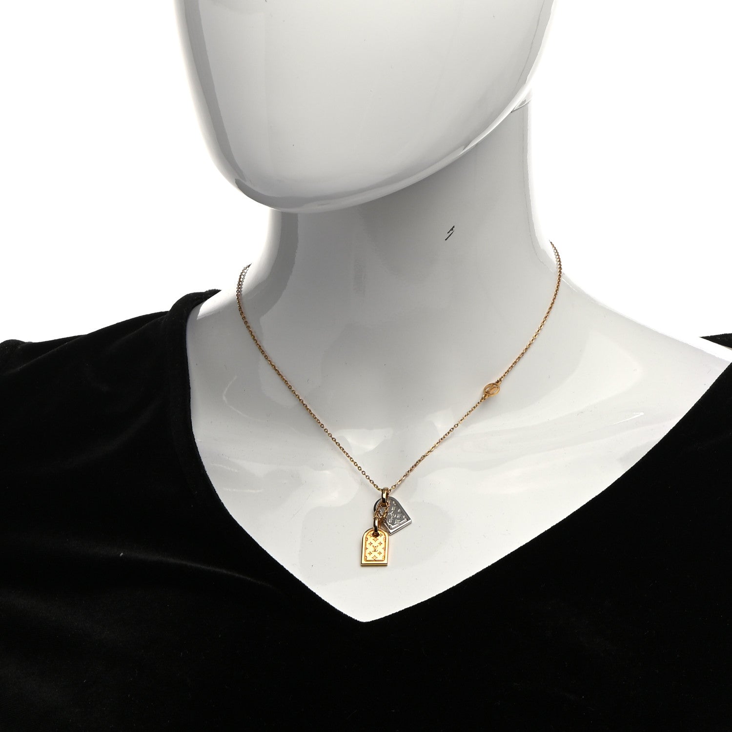 Louis Vuitton Nanogram Name Tag Necklace Gold 2 of 7