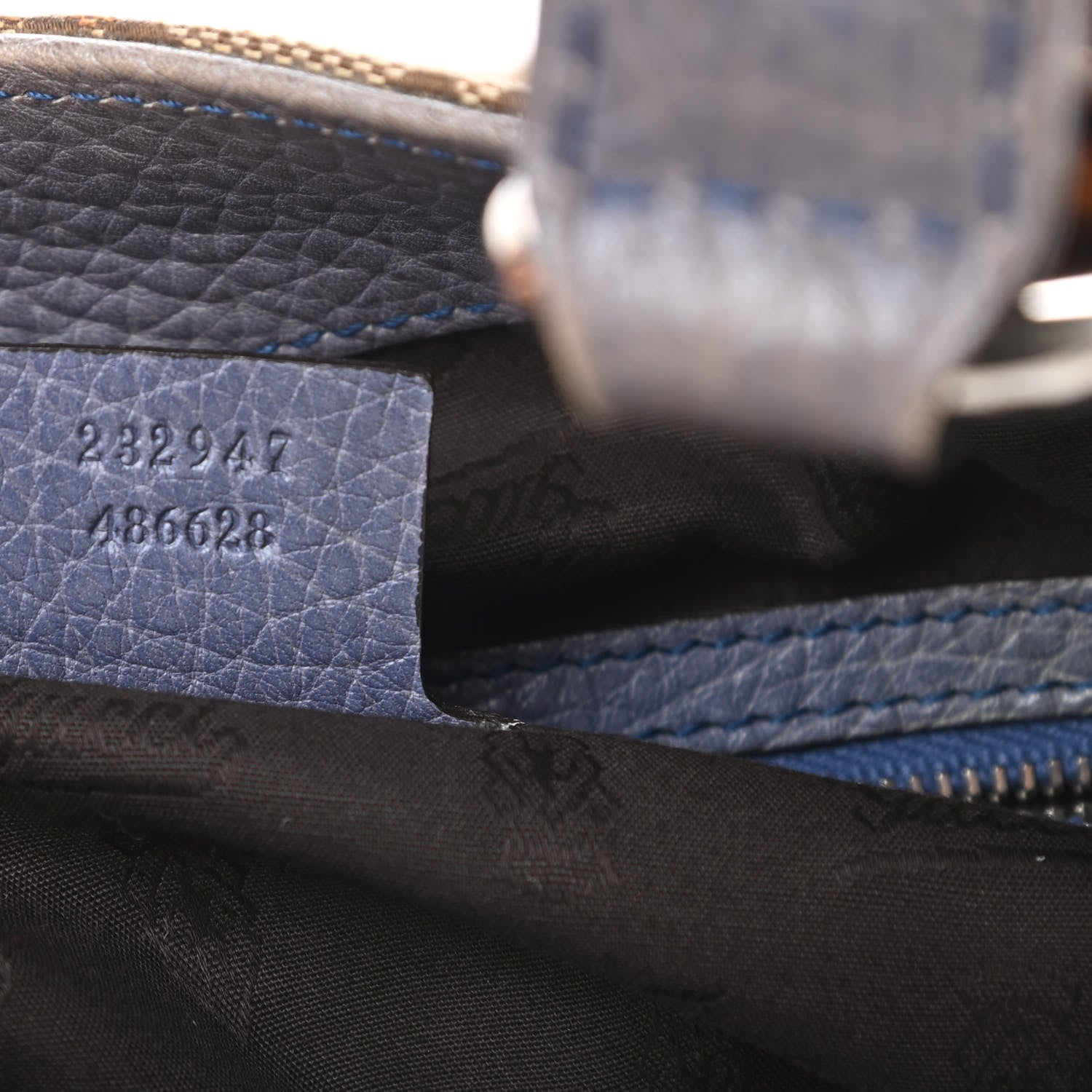 Gucci Monogram Medium Bamboo Bar Tote Blue 7 of 13