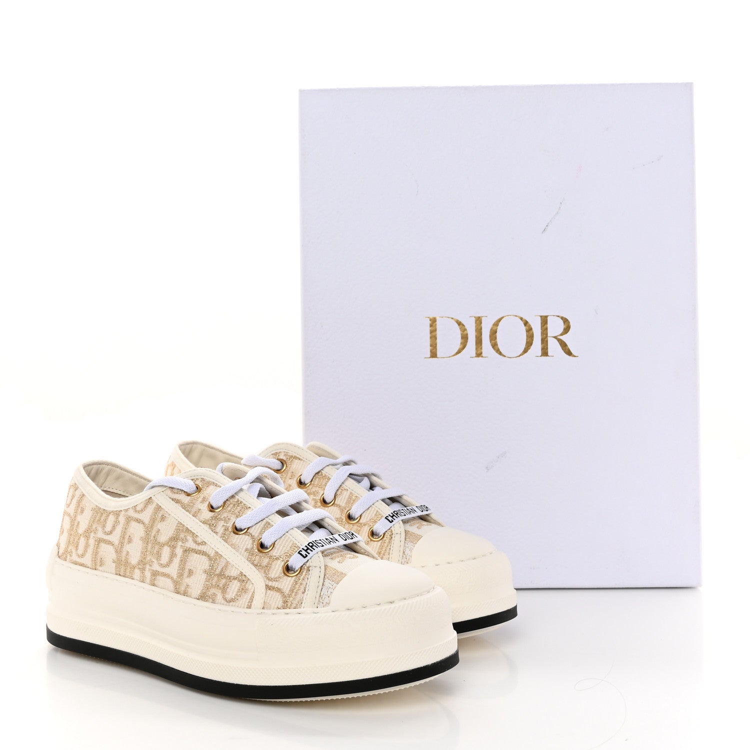 Christian Dior Canvas Oblique Walk'N'Dior Low Top Sneakers 35 Beige Gold 11 of 11