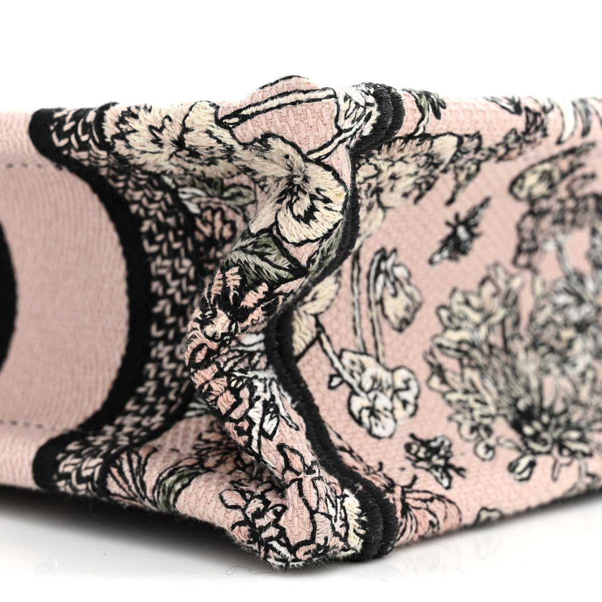 Canvas Embroidered Mini Book Tote With Strap Pink Multicolor