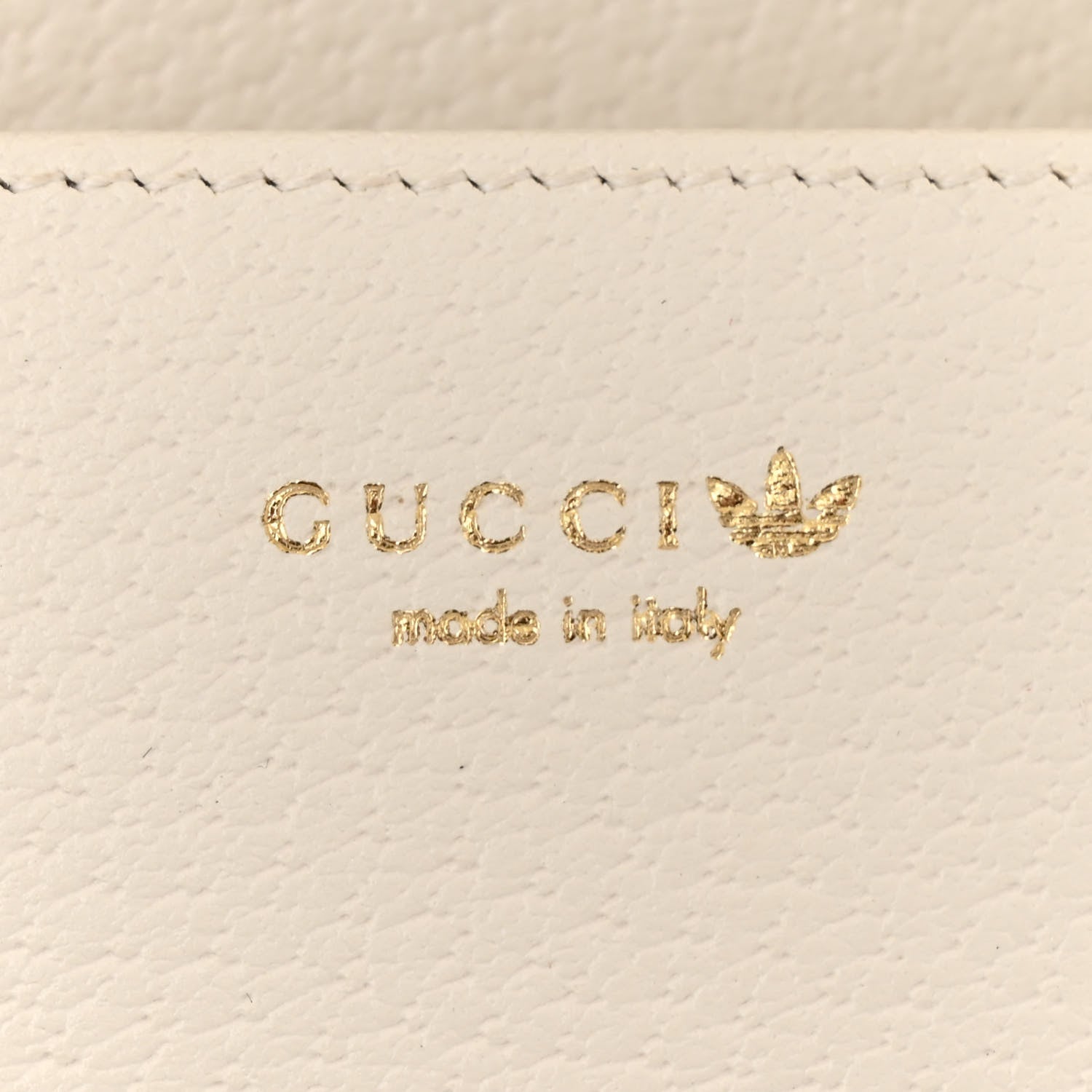 Gucci X ADIDAS Textured Dollar Calfskin Trefoil Embossed Wallet On Chain Hibiscus Red Off White 6 of 10