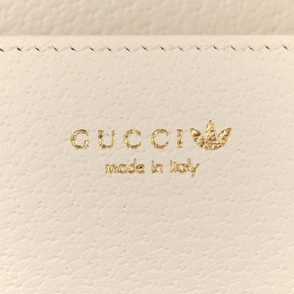Gucci X ADIDAS Textured Dollar Calfskin Trefoil Embossed Wallet On Chain Hibiscus Red Off White 6 of 10