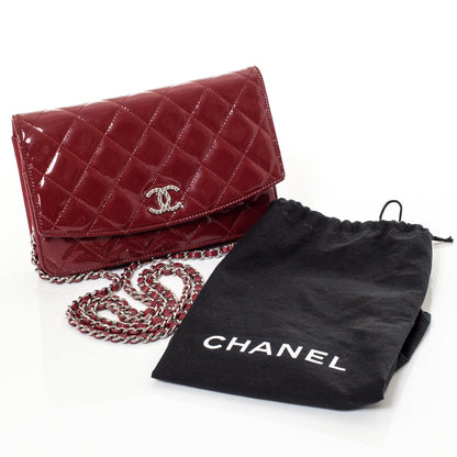 Chanel Patent Quilted Brilliant Wallet On Chain WOC Red 9 of 9