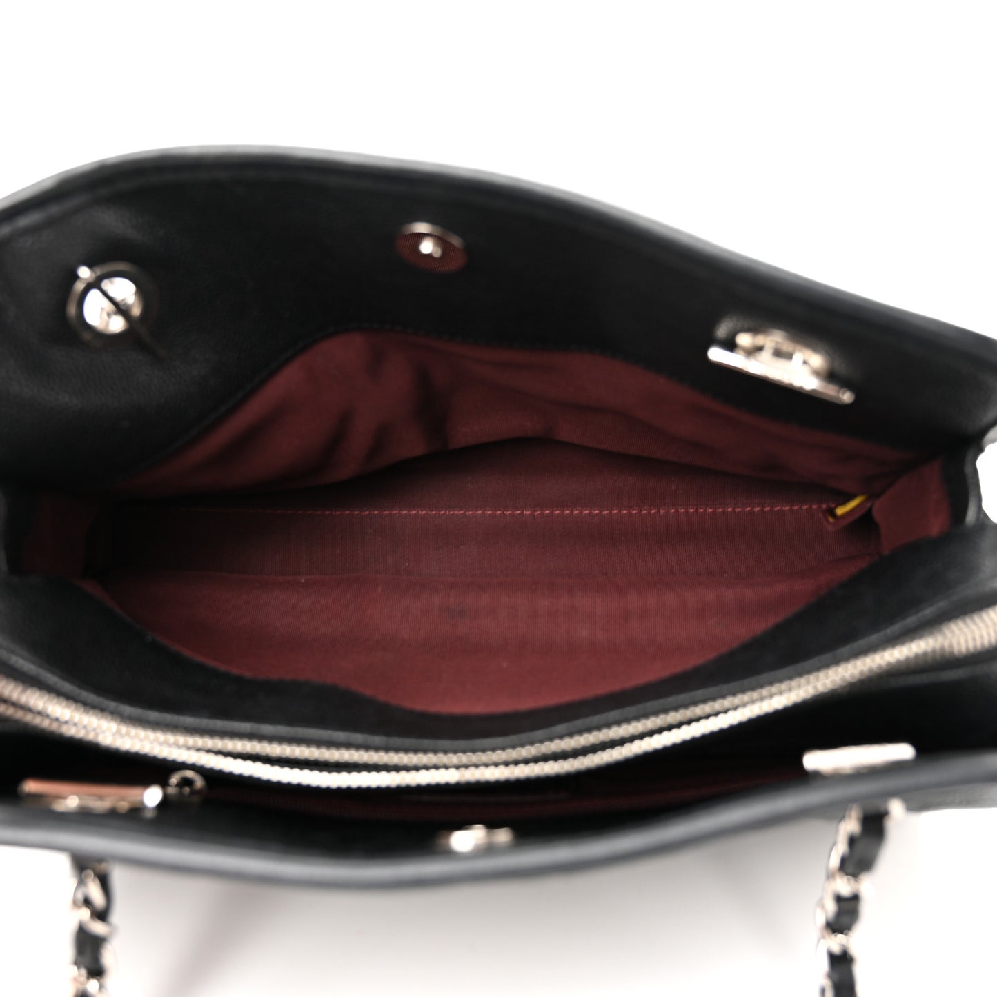 Caviar Quilted Small French Riviera Tote Black