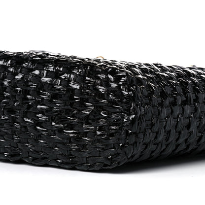 Dolce & Gabbana Vernice Vitello Raffia Woven Coffa Tote Black 8 of 11