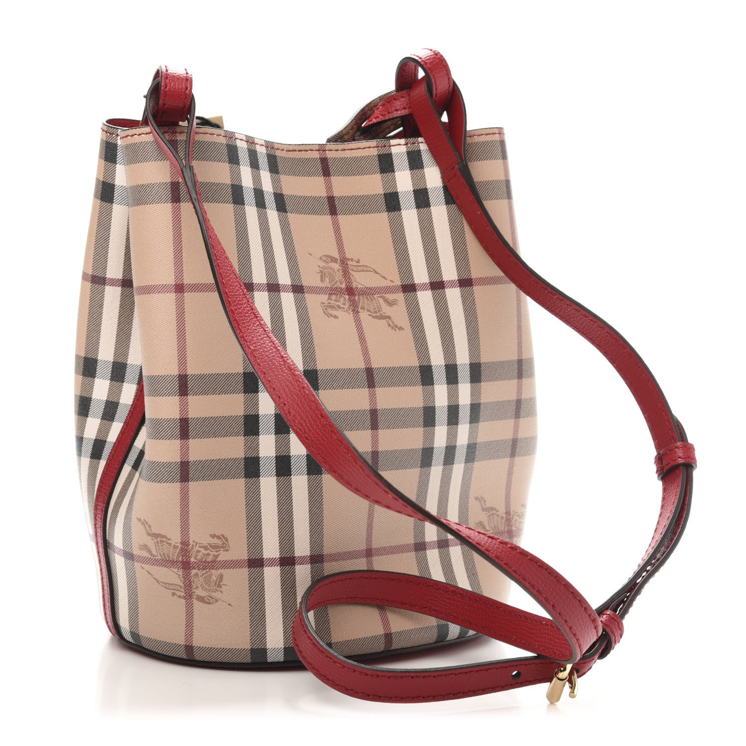 Burberry Haymarket Check Colours Small Lorne Bucket Crossbody Poppy Red 3 of 9