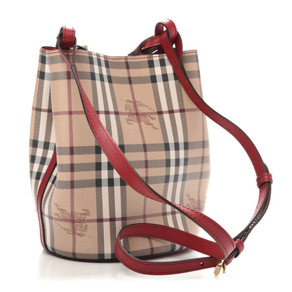 Burberry Haymarket Check Colours Small Lorne Bucket Crossbody Poppy Red 3 of 9