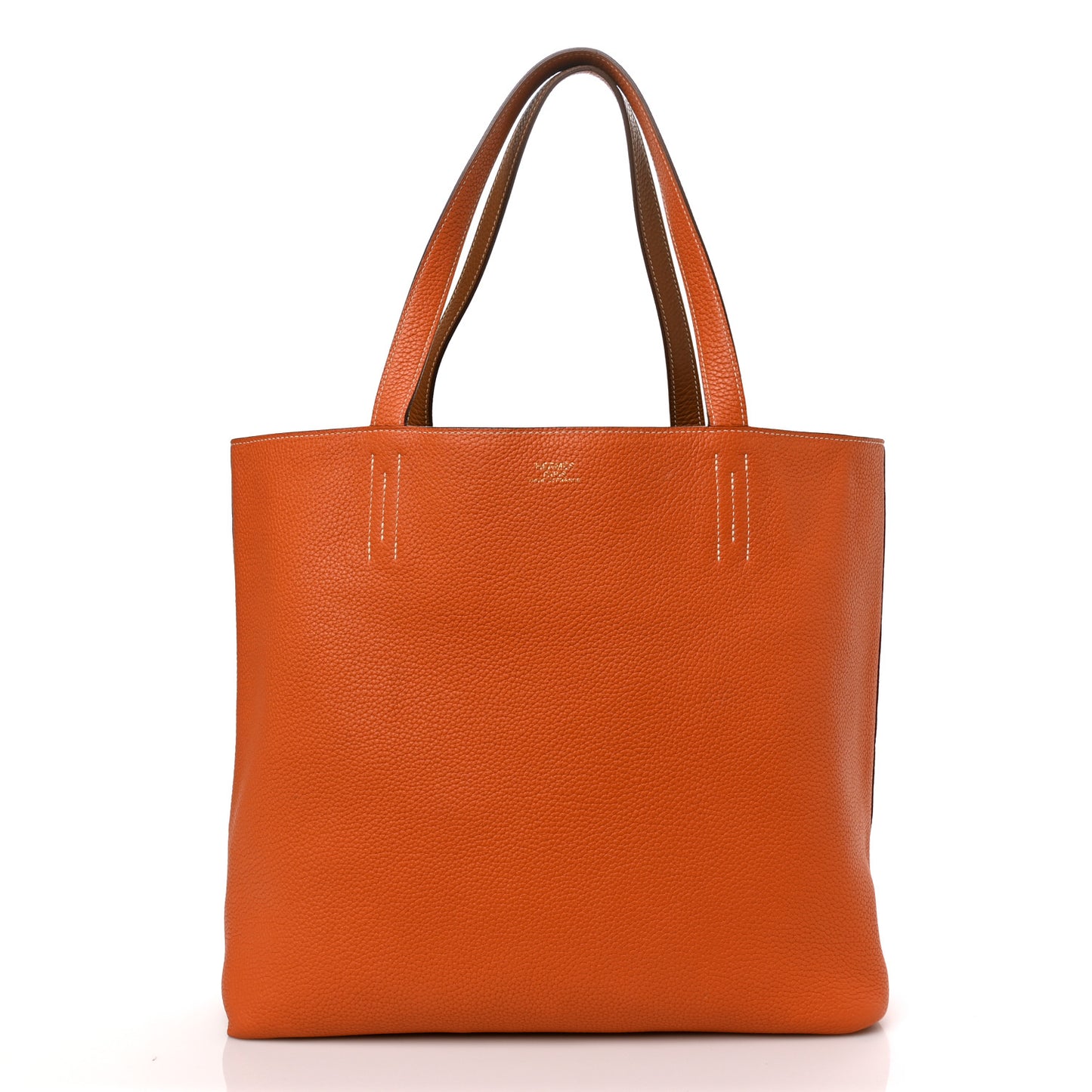 Taurillon Clemence Double Sens 45 Reversible Tote Orange Gold