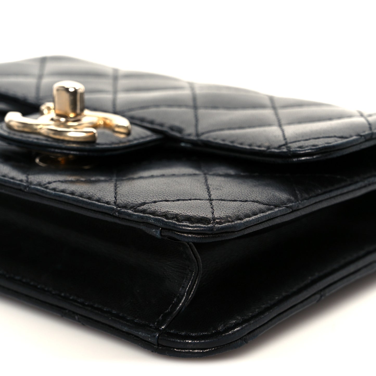 Lambskin Quilted Crossing Times Mini Flap Black