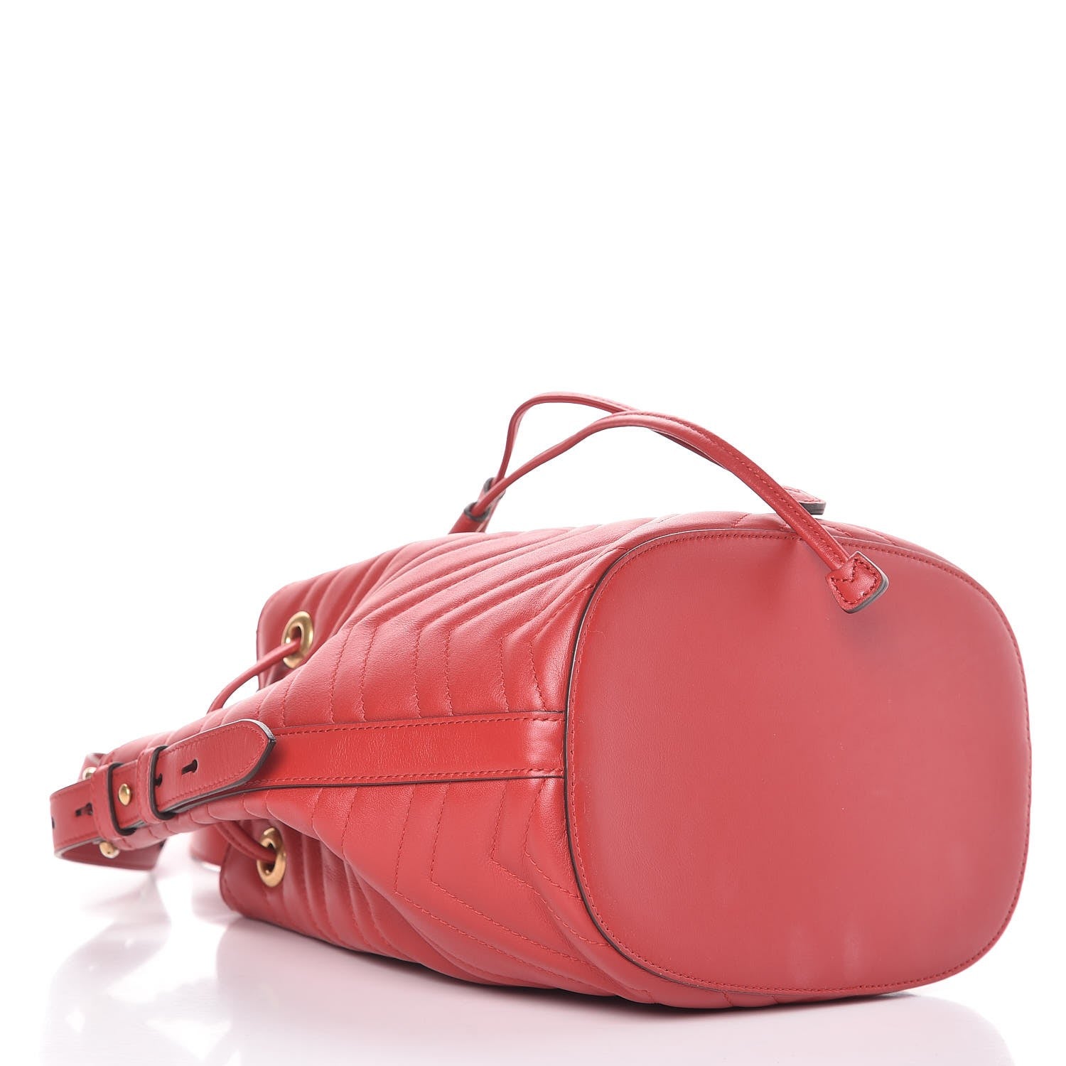 Gucci Calfskin Matelasse Sylvie Web GG Marmont Bucket Bag Hibiscus Red 5 of 8