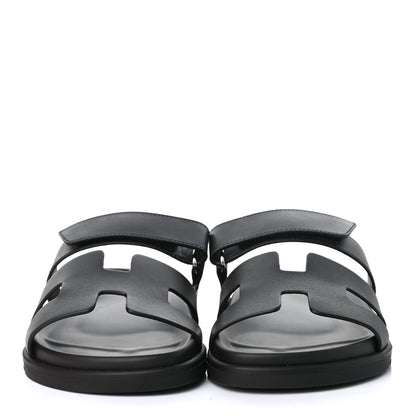 Hermes Calfskin Womens Chypre Sandals 39 Black 2 of 8