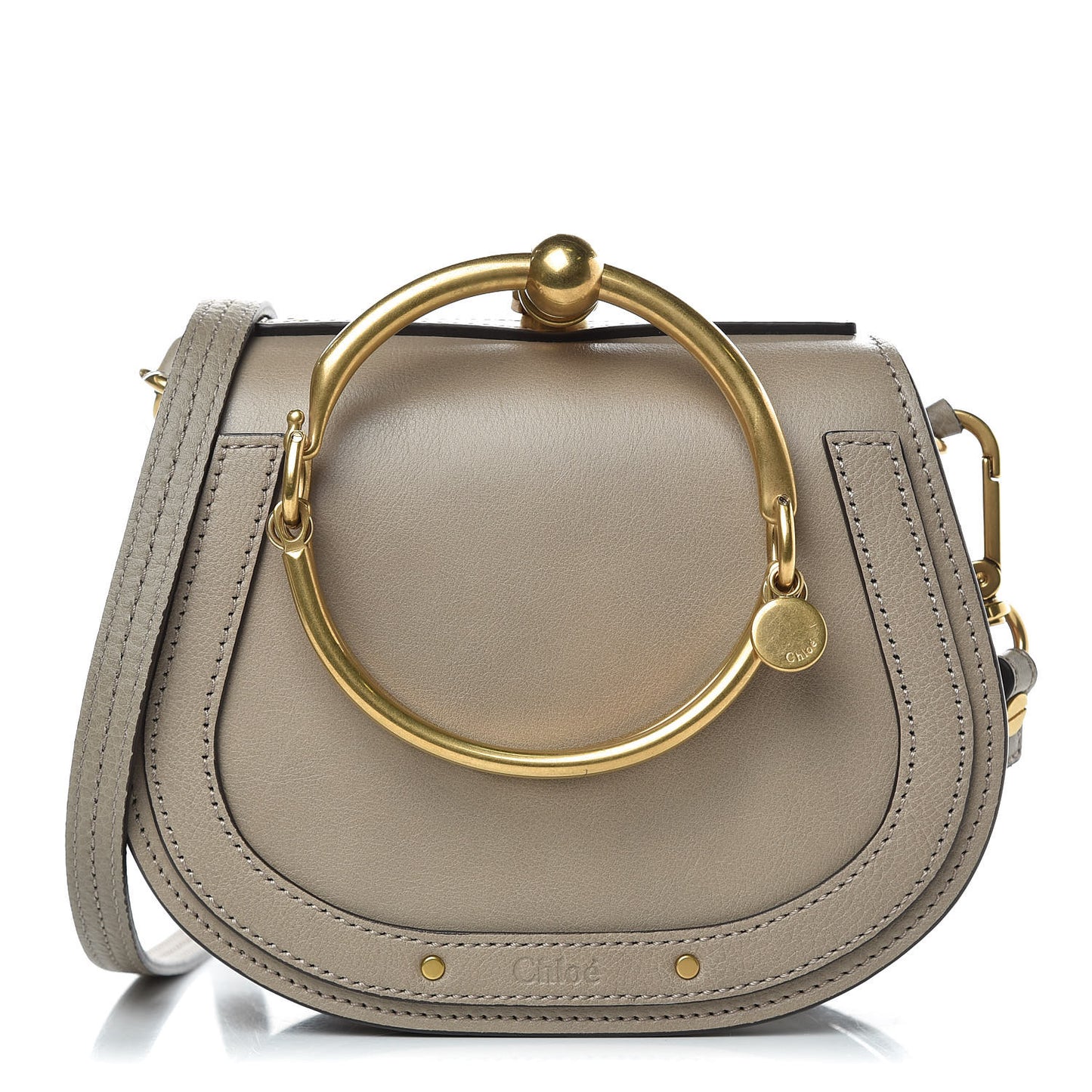 Calfskin Suede Small Nile Bracelet Bag Motty Grey