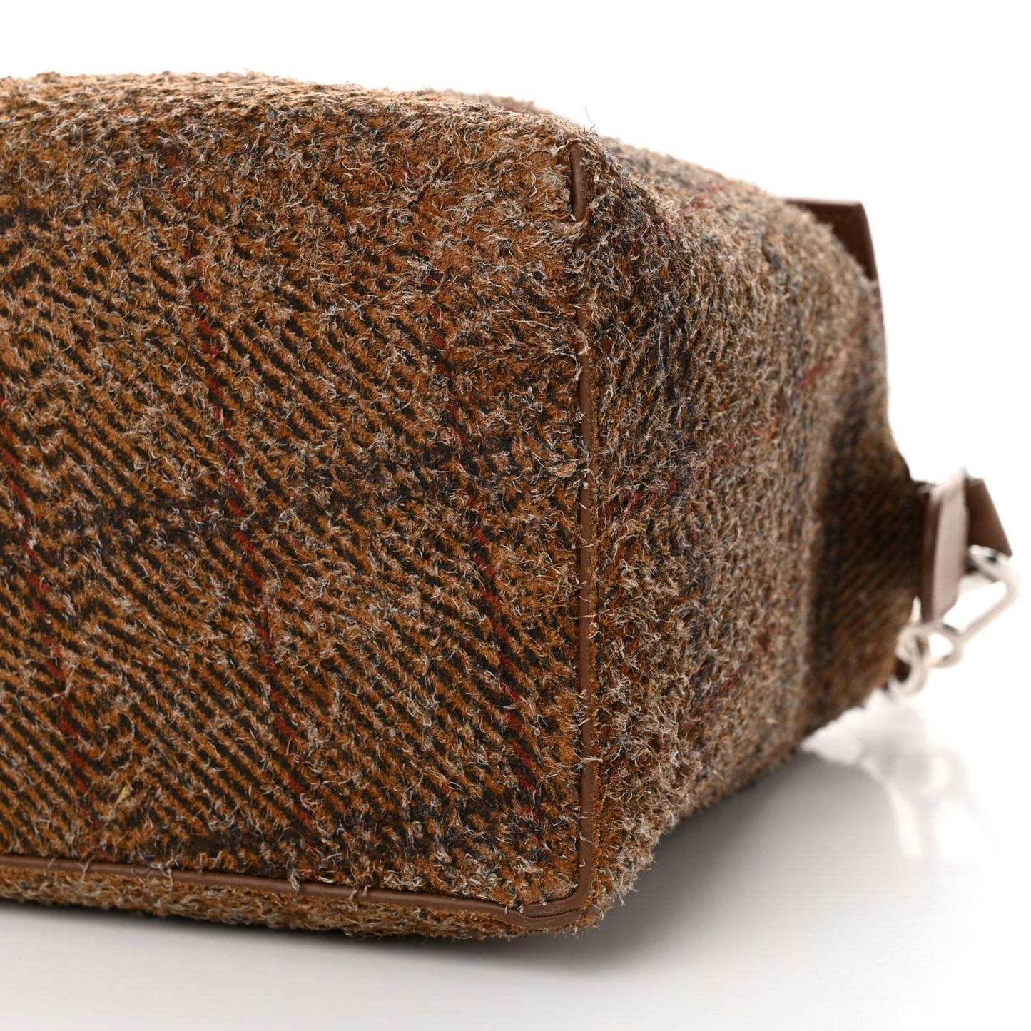 Brushed Suede Tartan Large Puzzle Bag Tan