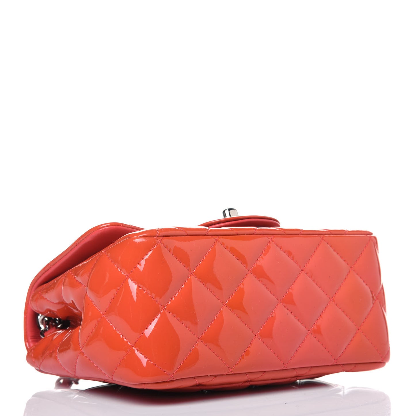 Patent Quilted Mini Square Flap Orange