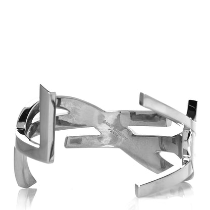 Saint Laurent Brass Monogram Cuff Bracelet Palladium 3 of 4
