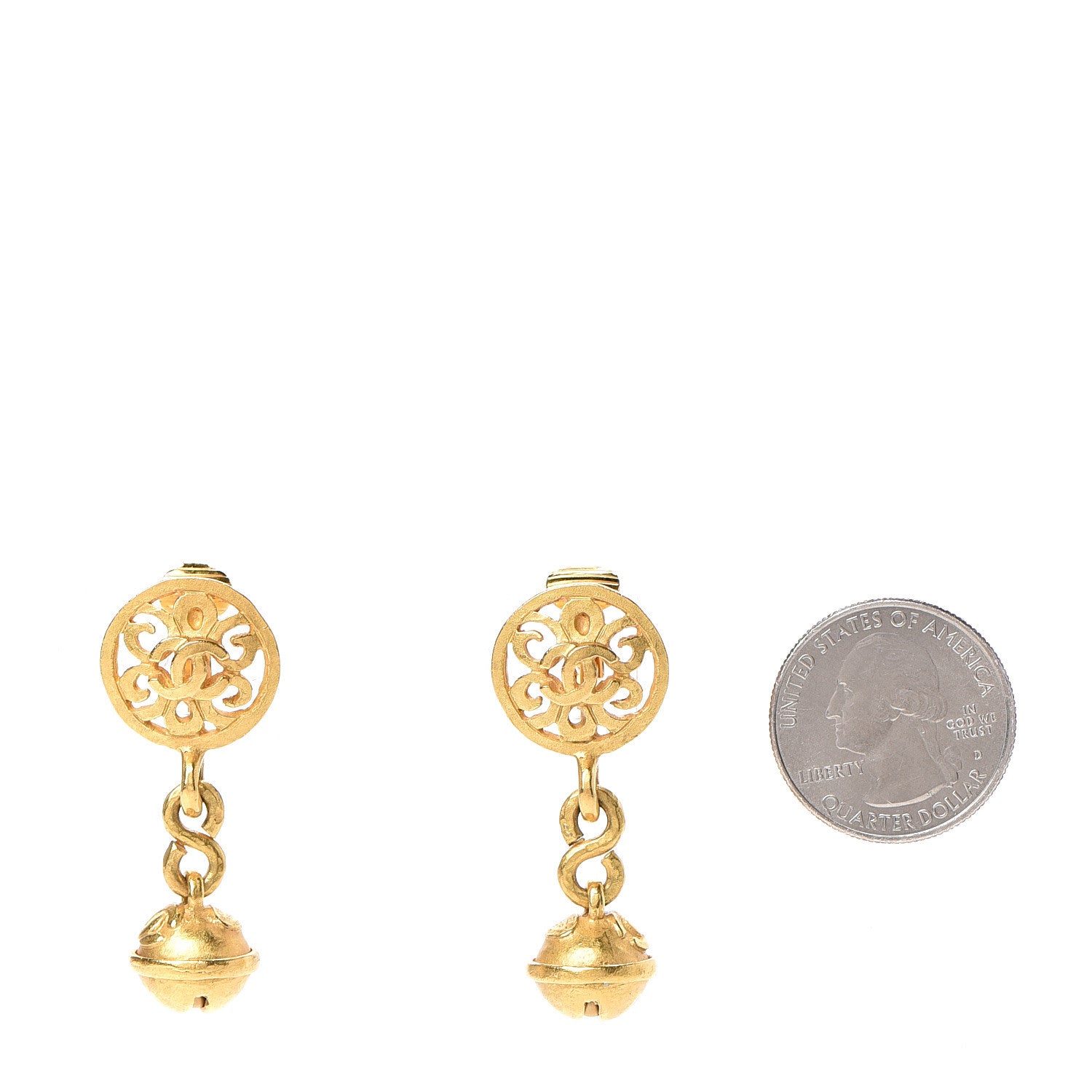 Chanel CC Clip On Drop Earrings Gold 2 of 4