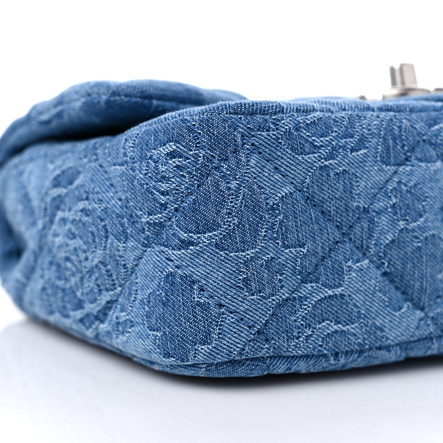 Chanel Denim Quilted Camellia Sweetheart Mini Flap Blue 8 of 10