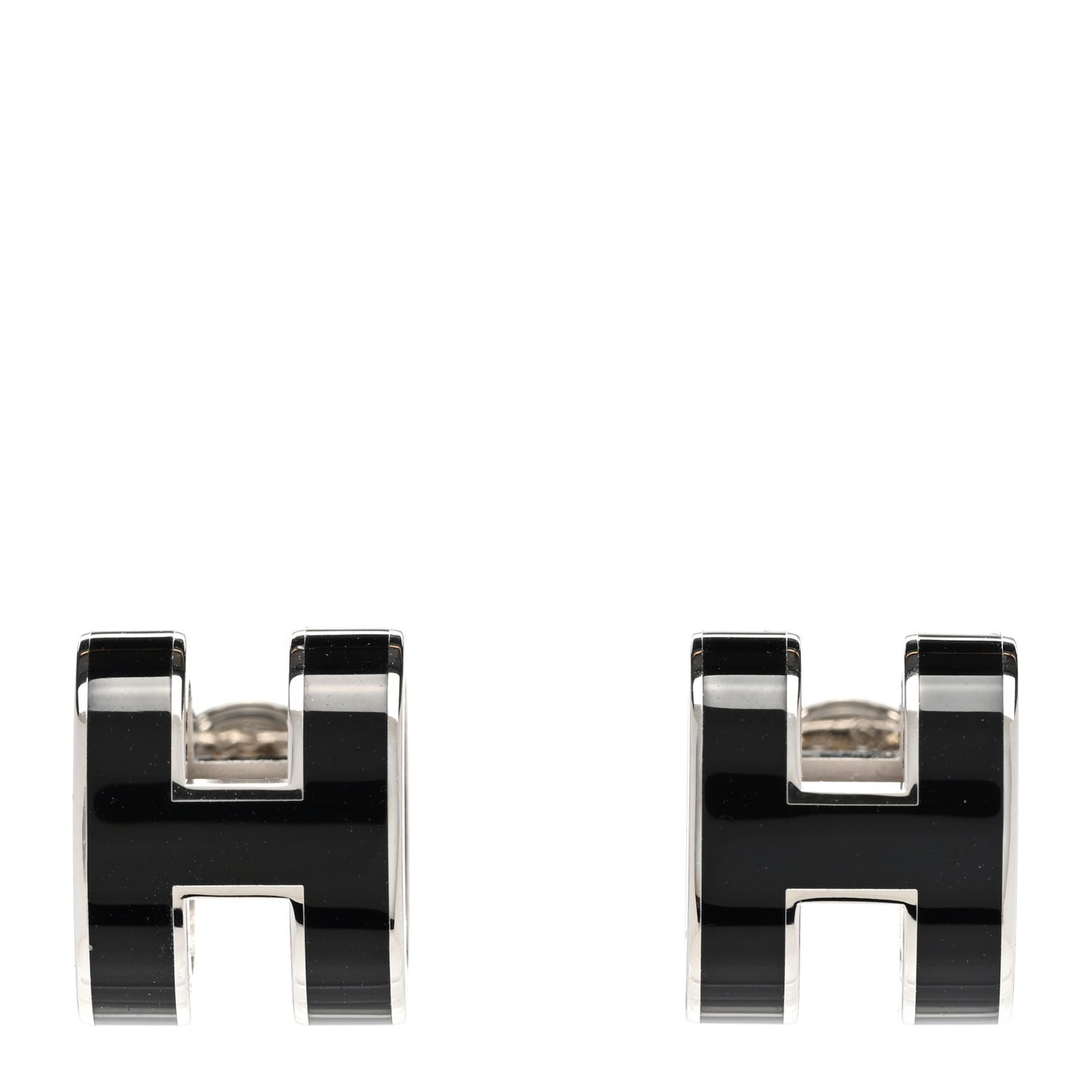 Palladium Lacquered Mini Pop H Earrings Black